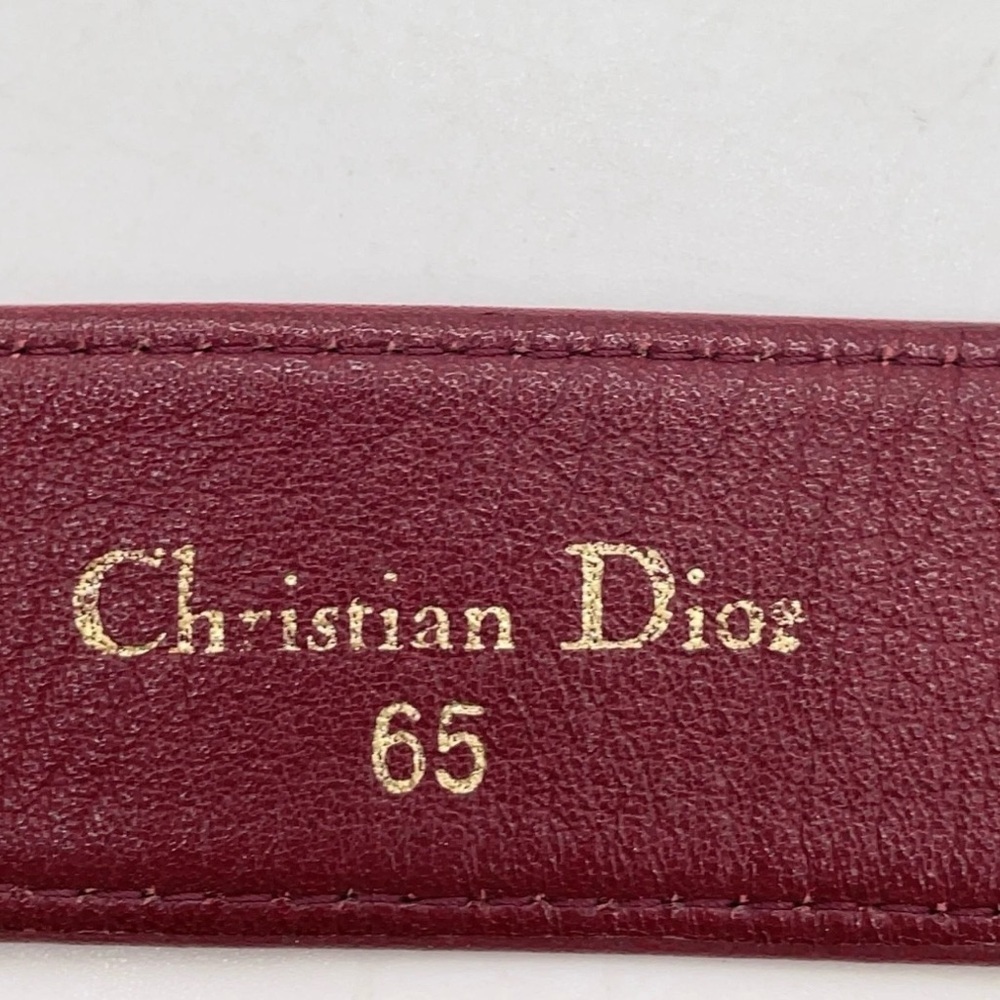 Auth Christian Dior Golden D Logo Buckle Burgundy Red Leather Belt - Picture 4 of 10